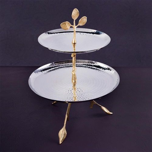 Metal Glass 2 Tier Serving Tray for Serve Appetizers Or Desserts