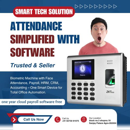 Zkt Plastic Biometric Attendance Machine, Color : Silver
