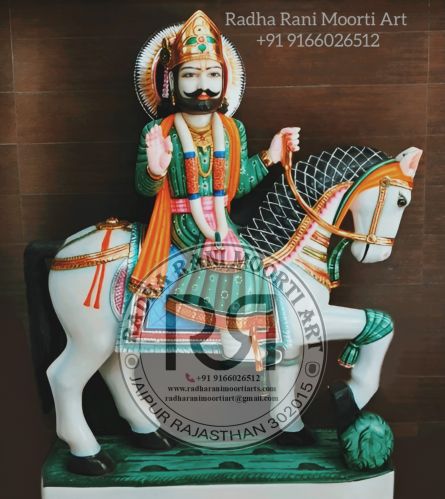 Plain Bhagwan Ramdev Ji Marble Moorti, Color : White, Multicolors