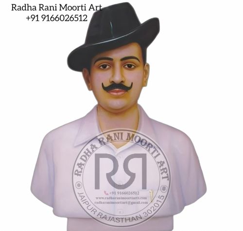 Polished Radha Rani Moorti Art Printed Marble Bhagat Singh Ji Statues