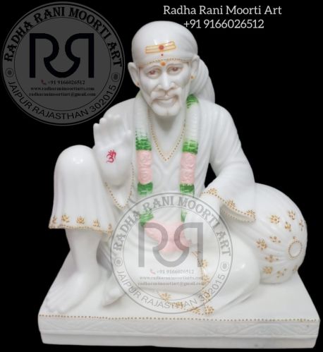 Carved Marble Dwarkamai Statue, Packaging Type : White