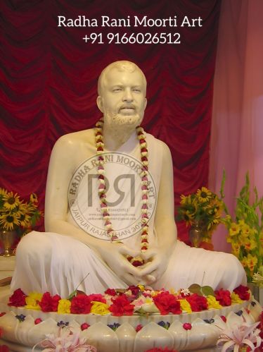 Polished Printed White Marble Ramakrishna Statue, Color : Multicolors