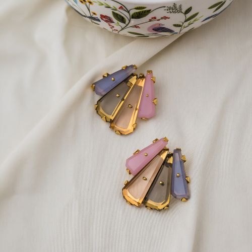 Polished Glass Onyx Stone Earrings, Color : Multicolor Standard