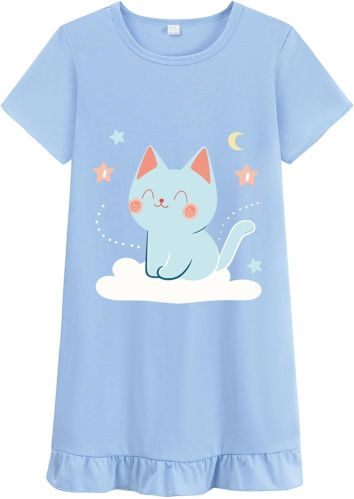 100% Cotton Kids Night Dress, Color : White, Length : Knee-Length