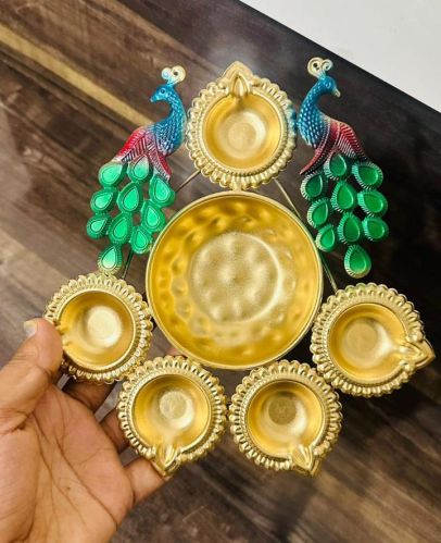 Antique Gold Brass Lotus Petal Round Decor Urli Traditional Indian