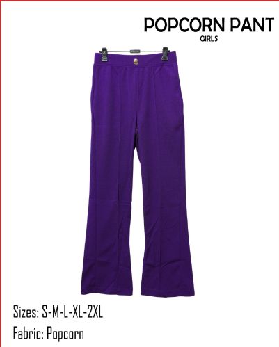 Plain Polyester Girls Popcorn Pant All Sizes, Gender : Female