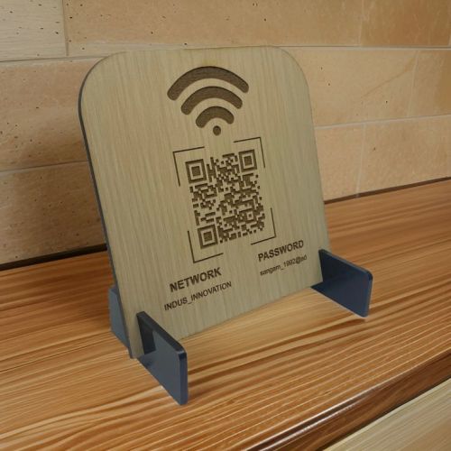 Adworld Global Polished Wooden Qr Code Stand, Color : Brown