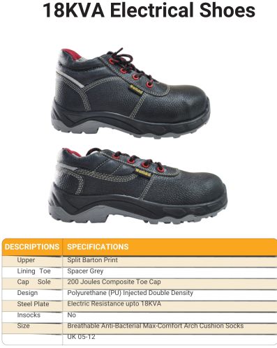 PU Electrical Safety Shoes, Color : Black
