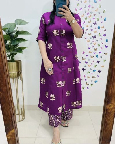 Ladies Casual Charm Cotton A Line Kurti Set