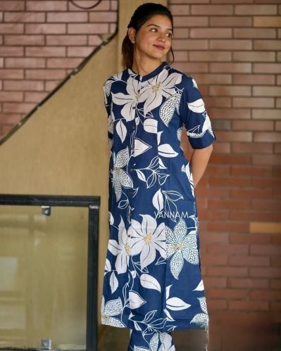 Ladies Monsoon Muse Cotton A Line Kurti Set