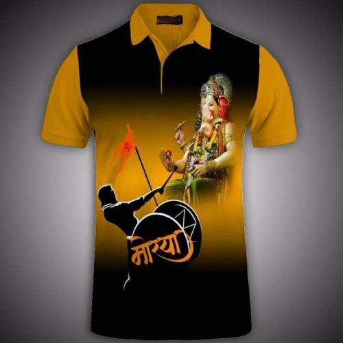 Collor Neck Digital Print Polyester Religious T-Shirt for Casual Wear