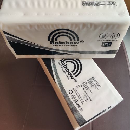Paper M Fold Hand Towels, Brand Name : Rainbow 21x21cm