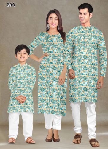 Cotton Printed Family Combo Kurta Kurti Set