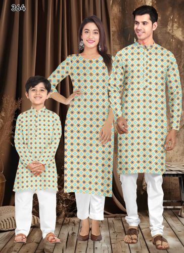 Cotton Printed Multi Color Family Combo Kurta Kurti Set