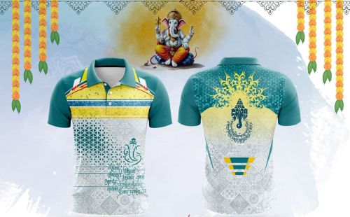 Printed Green White Dry Fit Ganpati Jersey