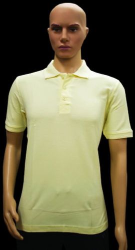 Pure Cotton Light Yellow Plain Collar T Shirt