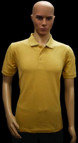 Pure Cotton Mustard Yellow Plain Collar T Shirt