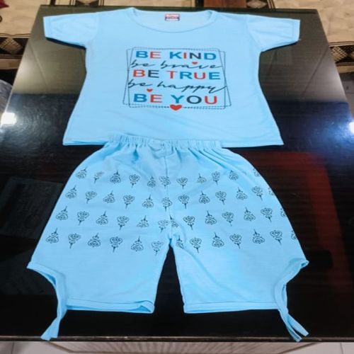 Half Sleeves Polyester Kids Casual Wear, Pattern : Printed