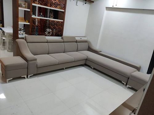 8 Seater L Shape Grey Sofa Set with China Handle