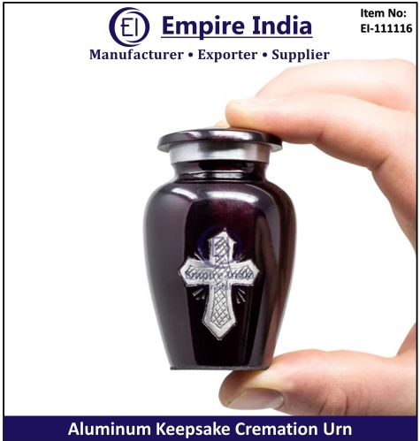 Empire India Dark Maroon Aluminum Keepsake Cremation Urn For Ashes Hold