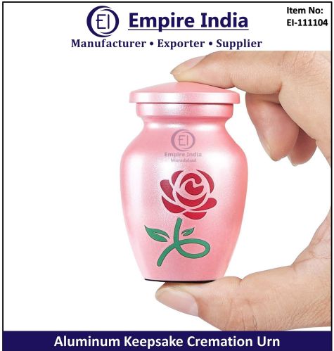 Printed Non Polished Metal Pink Aluminum Keepsake Cremation Urn