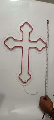 Printspot Christian Cross Neon Light, Color : Red 2x1 Feet Decor