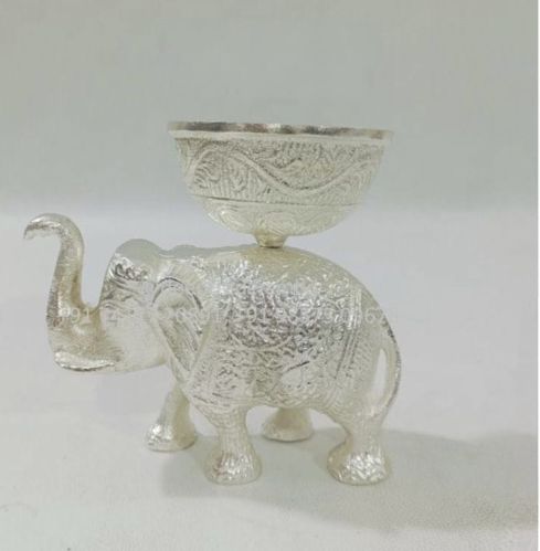 Silver Plated Elephant Shaped Aluminium Dry Fruit Box