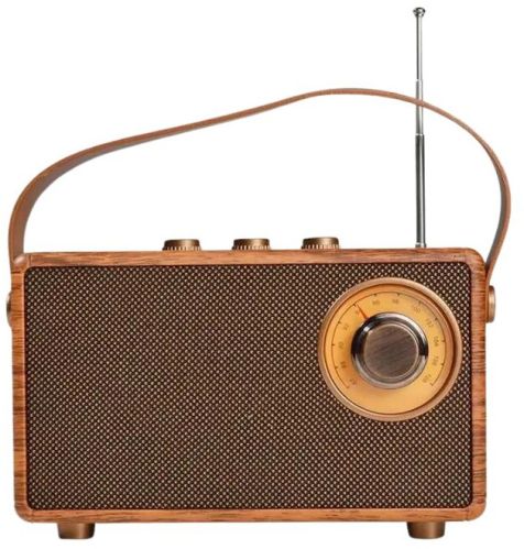 Battery Metal Wireless Wooden FM Radio, Packaging Type : Brown