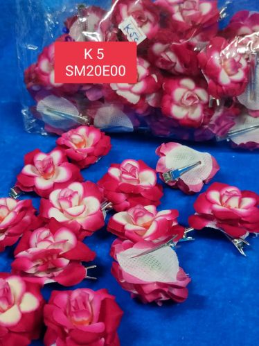 Artificial Floral Comb Slide Hair Pin, Color : Red & White