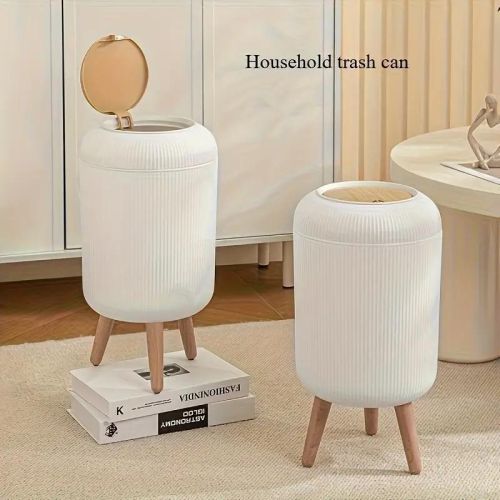 Gripzo Plastic Swing Dustbin, Color : White 10x22x31 Cm