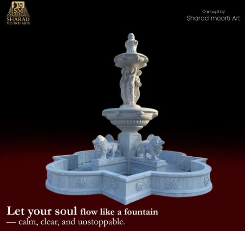 Polished White Marble Lion Head Wall Fountain