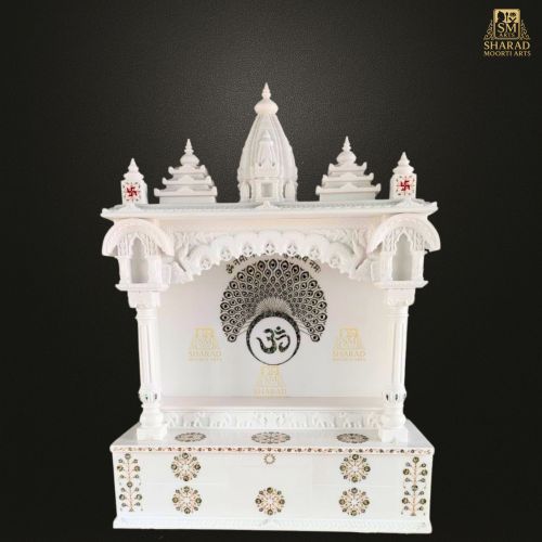 White Marble Peacock Design Home Temple