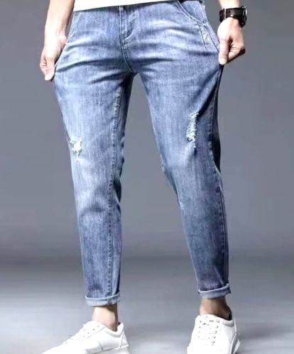 Denim Mens Faded Straight Fit Jeans, Packaging Type : Light Blue