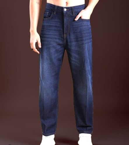 Denim Plain Mens Dark Blue Baggy Jeans All Sizes Casual Wear