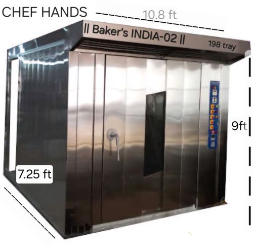 50Hz Electric Stainless Steel Rotary Rack Oven, Color : Silver