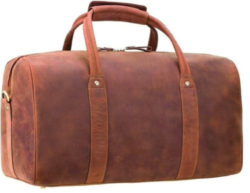 Plain Unisex MGE-DB-01 Leather Duffle Bags, Shape : Ractangular