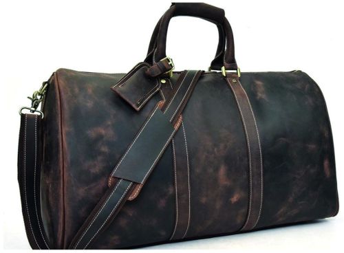 Plain Unisex MGE-DB-02 Leather Duffle Bags, Shape : Ractangular