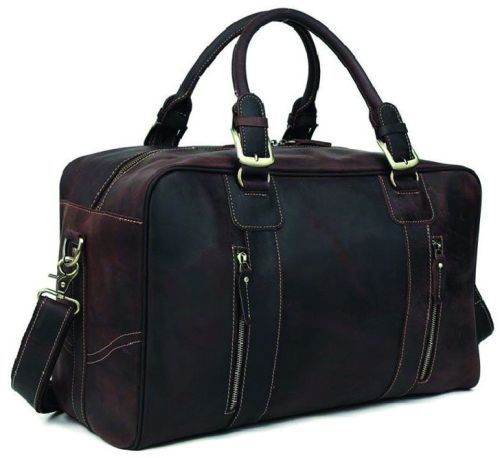 Plain MGE-DB-03 Leather Duffle Bags, Color : Black