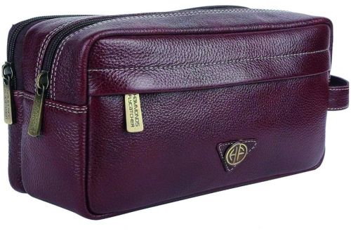Plain MGE-TB-04 Leather Toiletry Bags 14CM X 22CM X 10CM