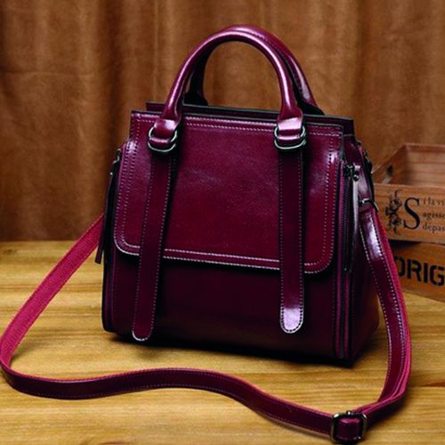 Plain Polished MGE-WHB-FT06 Red Woman Leather Handbags Modern