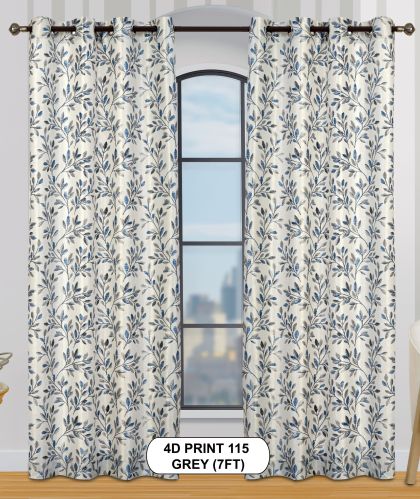 Polyester 4d print 115 grey window curtains