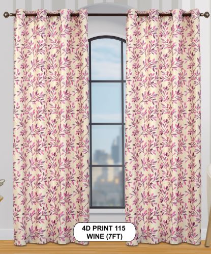 Citizen Synthetics Pvt Ltd 4d print 115 wine window curtains