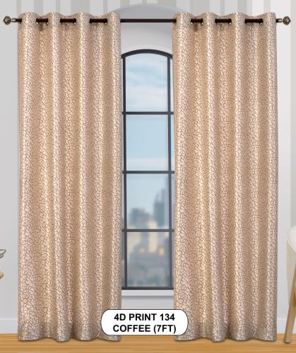 4d Print 134 Coffee Luxurious Light Window Curtains