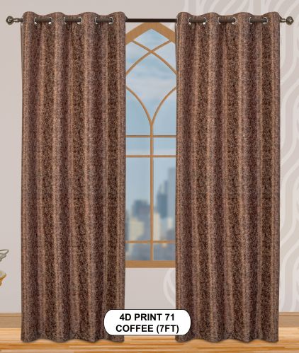 Polyester 4d Print 71 Coffee Window Curtains