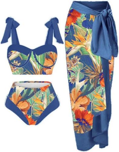 Polyester Womens Bikin Three Piece Swimwear for Beachwear