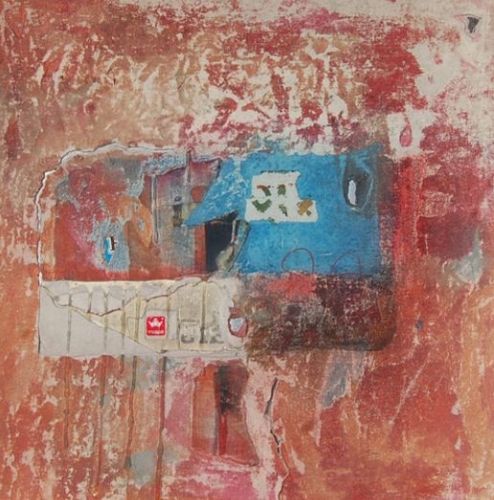 Dynamic Abstract Mixed Media Art, Shape : Square