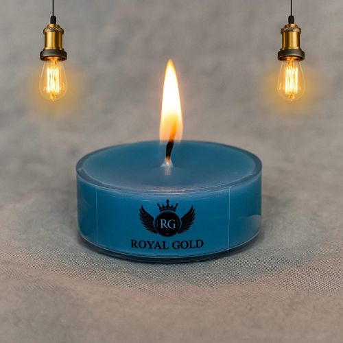 Royal Gold Blue Round Soy Wax Tea Light Candle