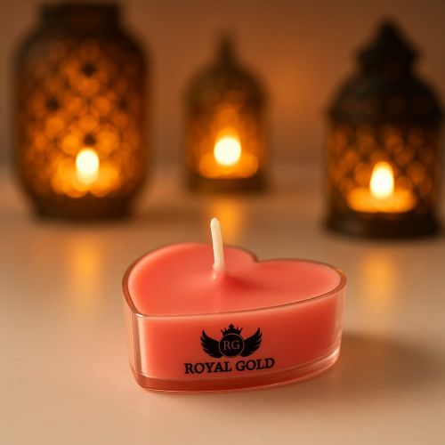 Royal Gold Red Heart Soy Wax Tea Light Candle