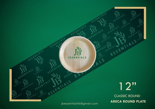 Plain Biodegradable 12 Inch Round Areca Plate 12inch