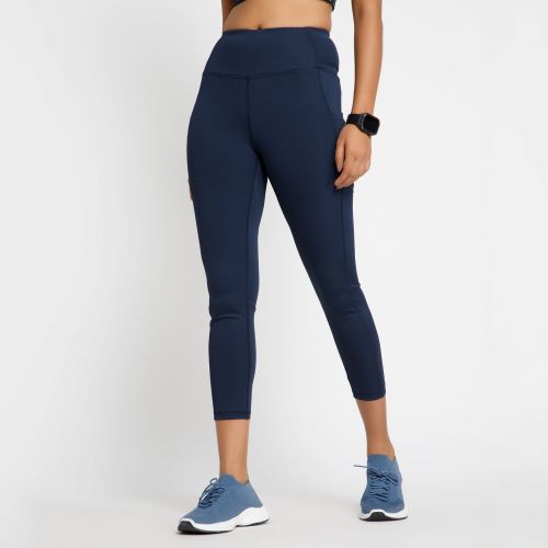 Riyu Women'S Polyester Blue Casual High Rise Waistband Highwaisted Legging